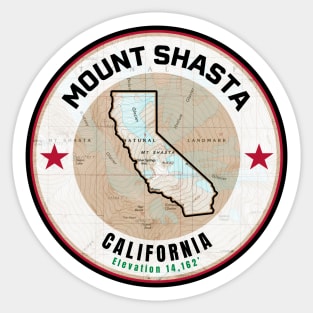 California Mountain Map - Mount Shasta Sticker